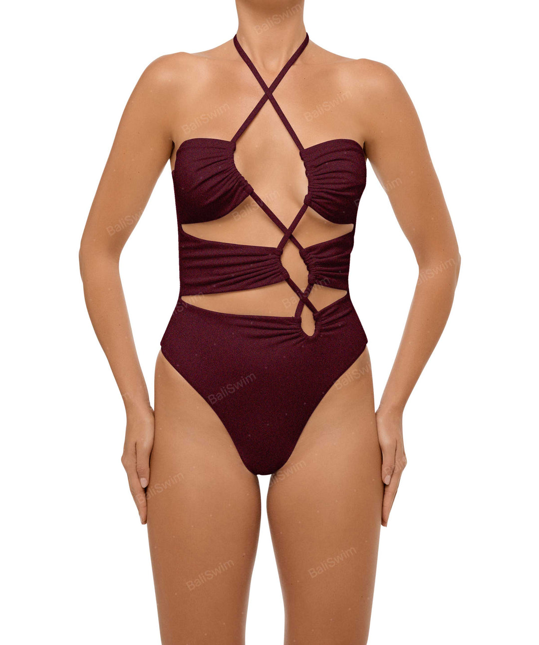 BSWS-S59 Asymmetric Cutout Halter One Piece