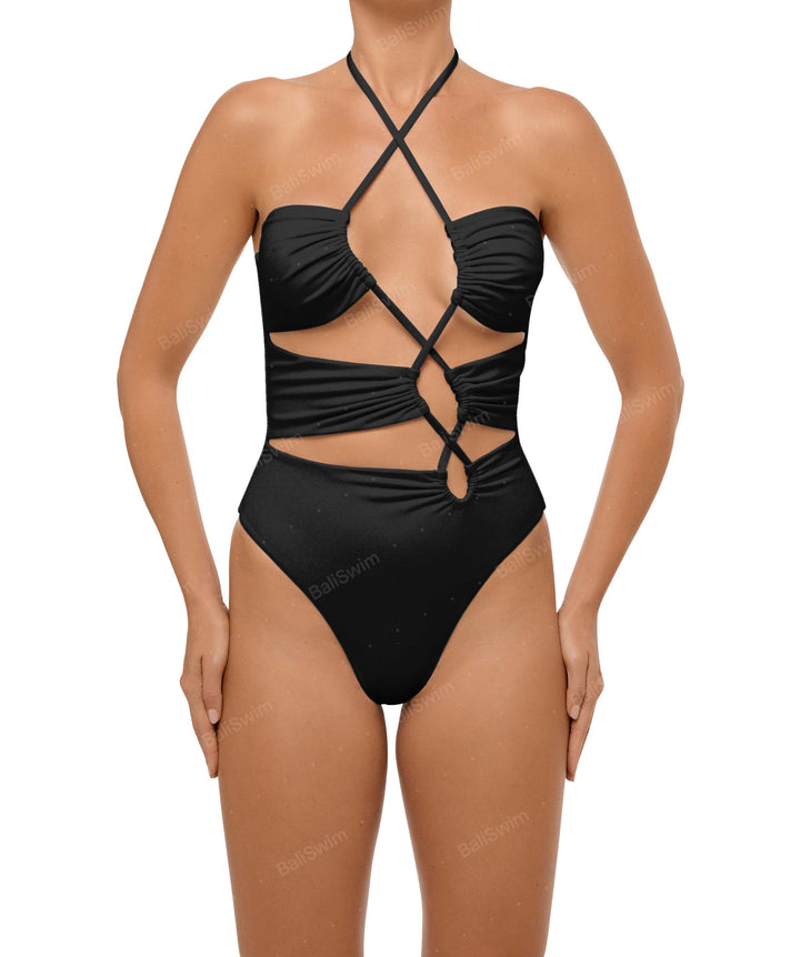 BSWS-S59 Asymmetric Cutout Halter One Piece