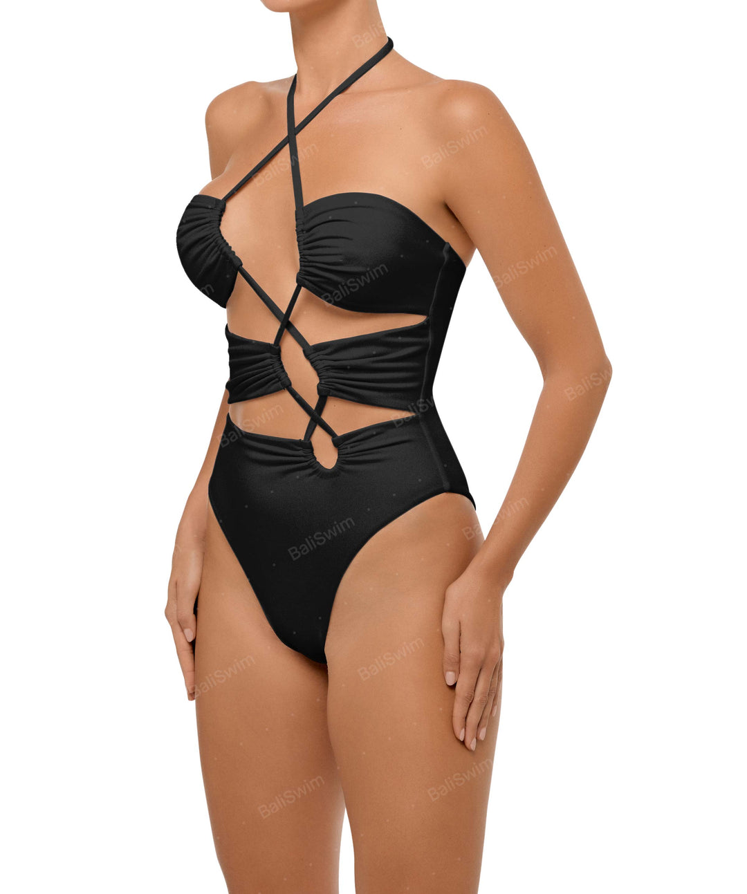 BSWS-S59 Asymmetric Cutout Halter One Piece