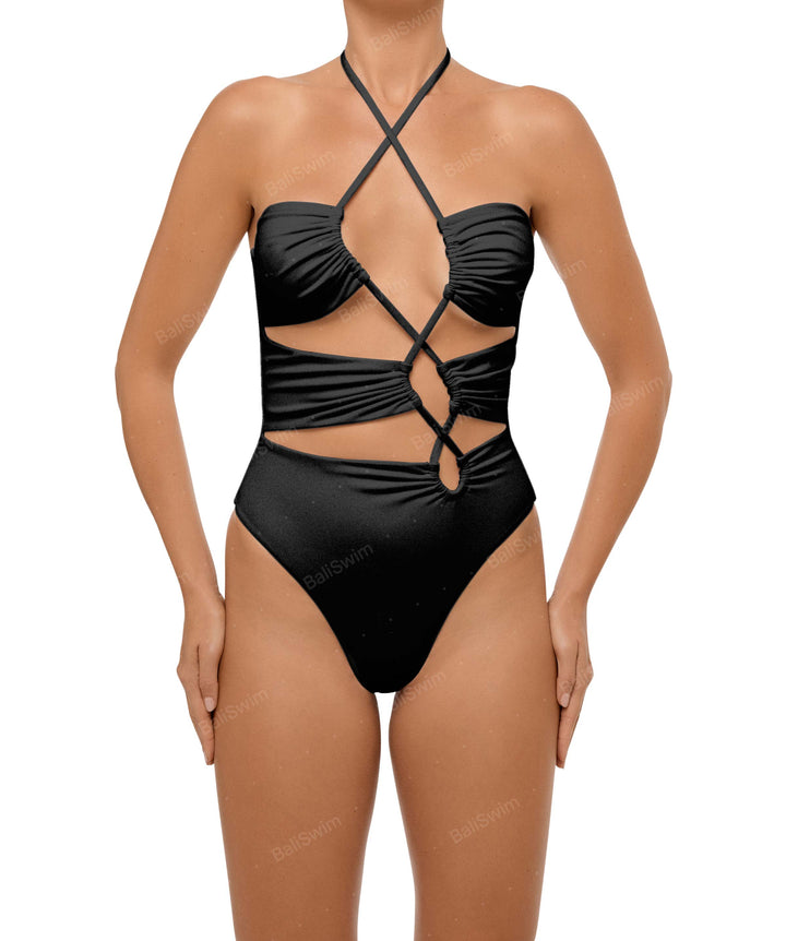 BSWS-S59 Asymmetric Cutout Halter One Piece