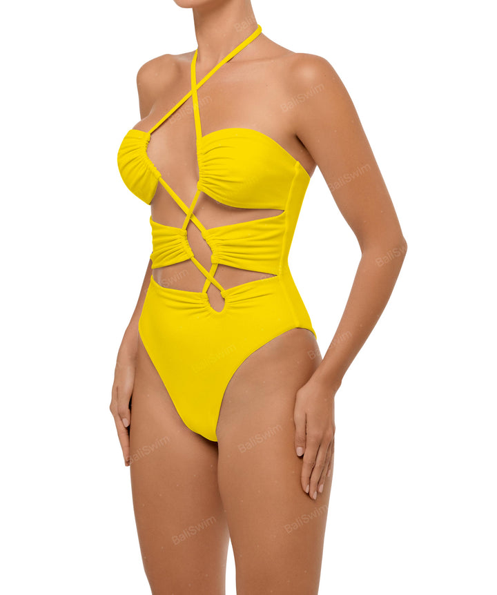 BSWS-S59 Asymmetric Cutout Halter One Piece