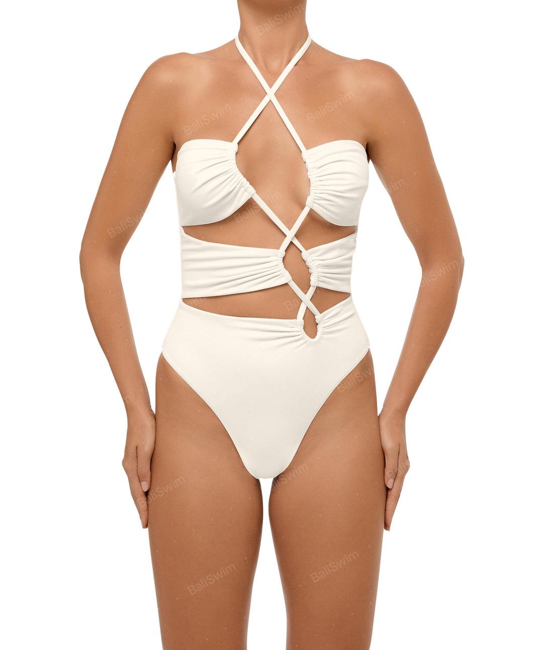 BSWS-S59 Asymmetric Cutout Halter One Piece