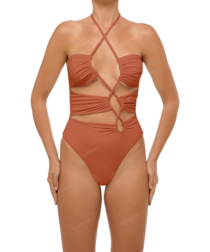 BSWS-S59 Asymmetric Cutout Halter One Piece