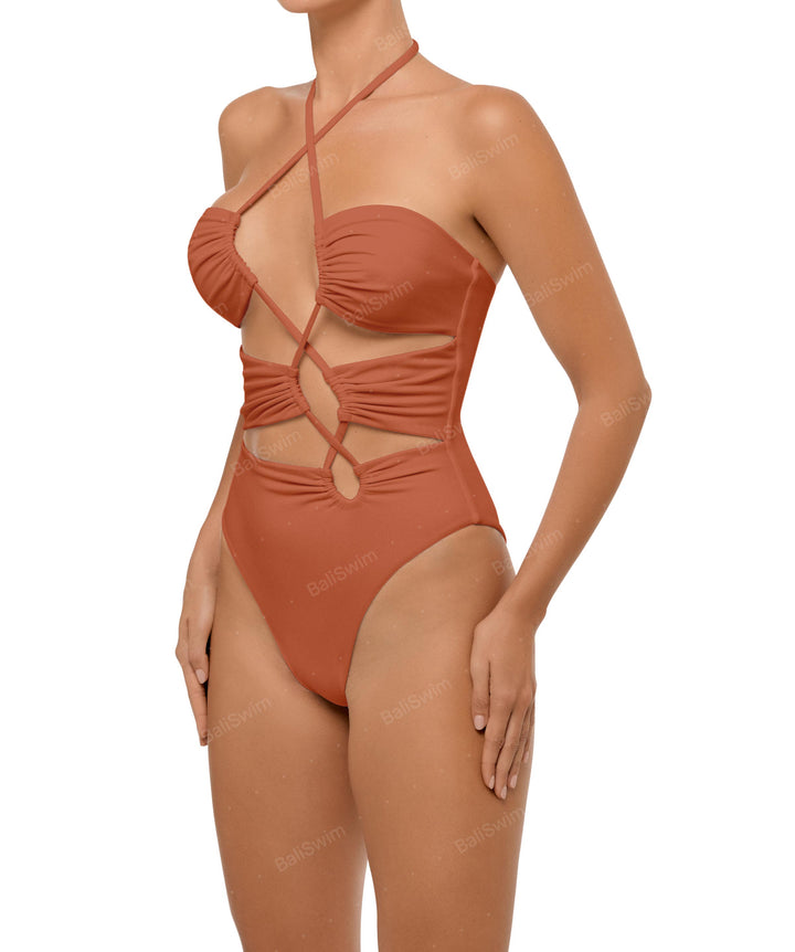BSWS-S59 Asymmetric Cutout Halter One Piece