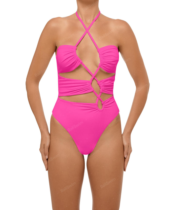 BSWS-S59 Asymmetric Cutout Halter One Piece