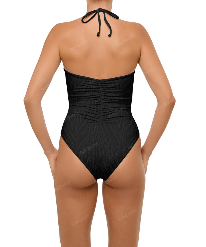 BSWS-S60 Ruched Halter One Piece