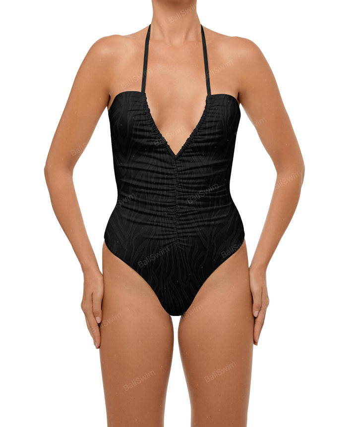 BSWS-S60 Ruched Halter One Piece