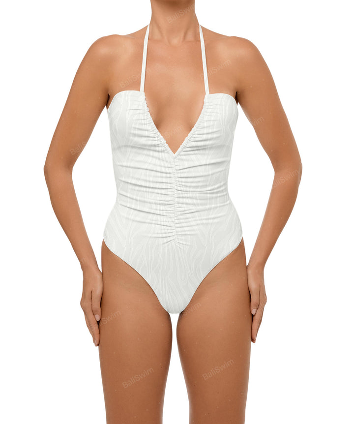 BSWS-S60 Ruched Halter One Piece