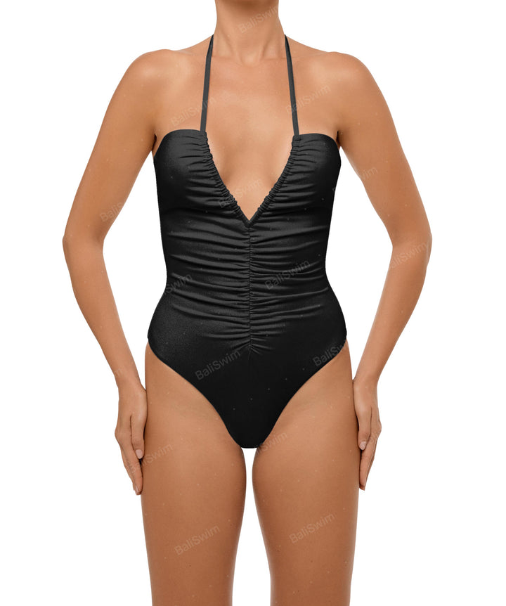 BSWS-S60 Ruched Halter One Piece