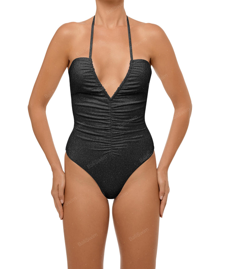 BSWS-S60 Ruched Halter One Piece