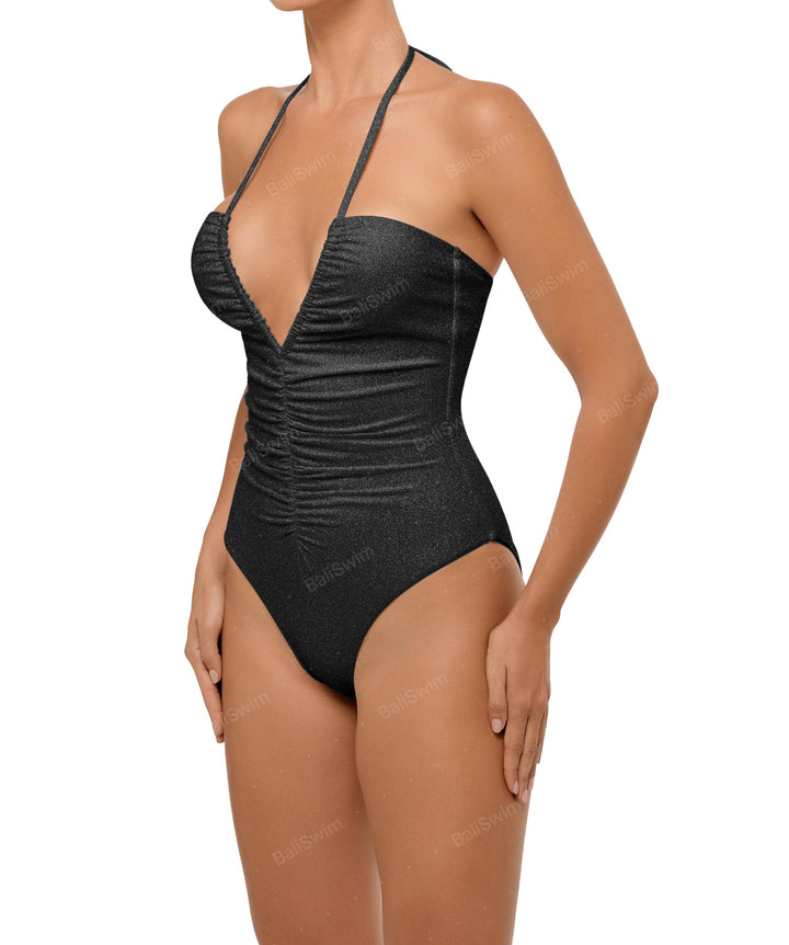 BSWS-S60 Ruched Halter One Piece