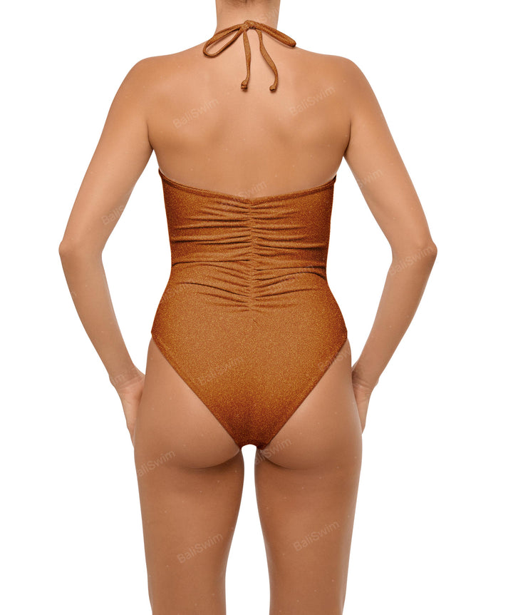 BSWS-S60 Ruched Halter One Piece