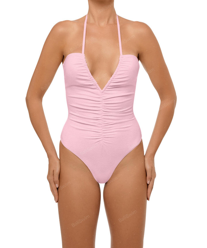 BSWS-S60 Ruched Halter One Piece