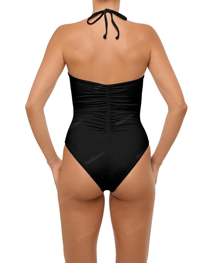 BSWS-S60 Ruched Halter One Piece
