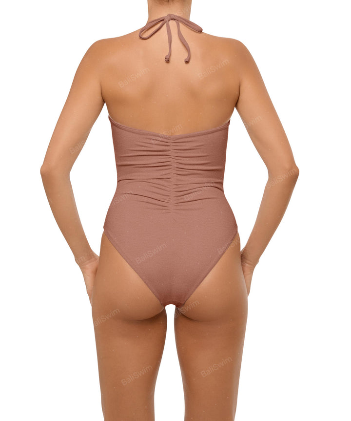 BSWS-S60 Ruched Halter One Piece
