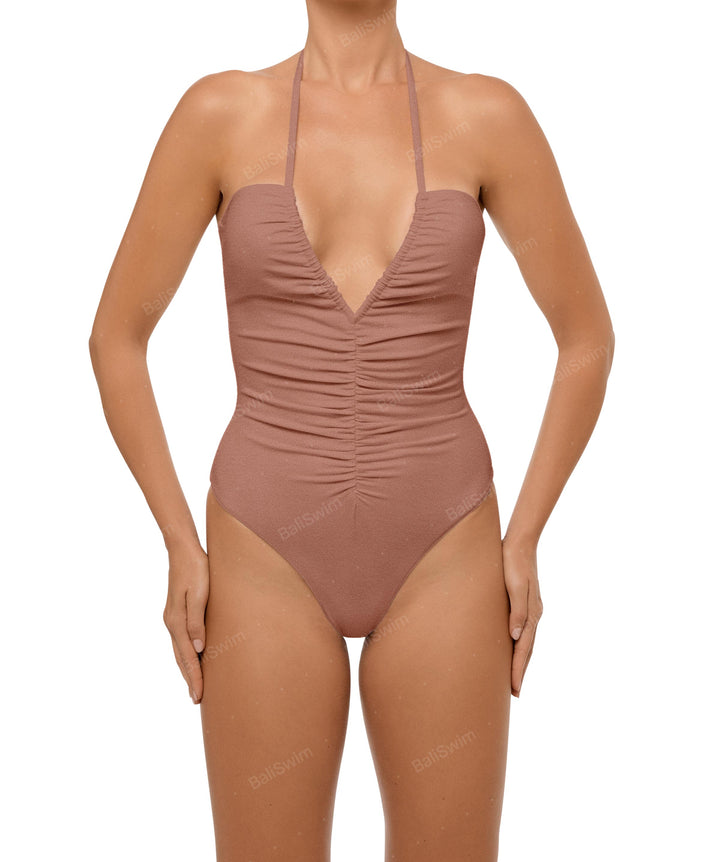 BSWS-S60 Ruched Halter One Piece