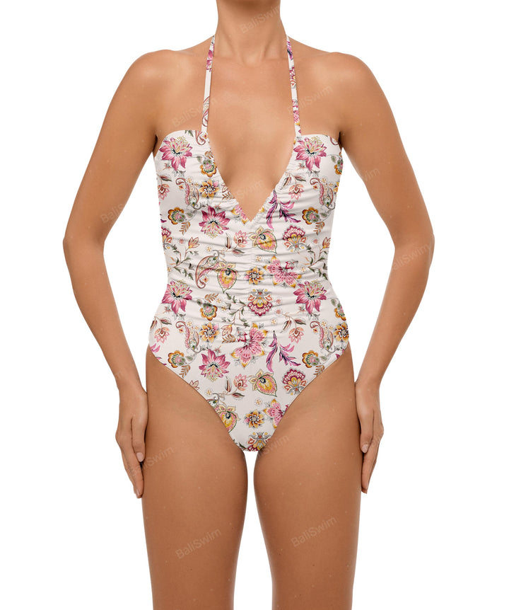 BSWS-S60 Ruched Halter One Piece
