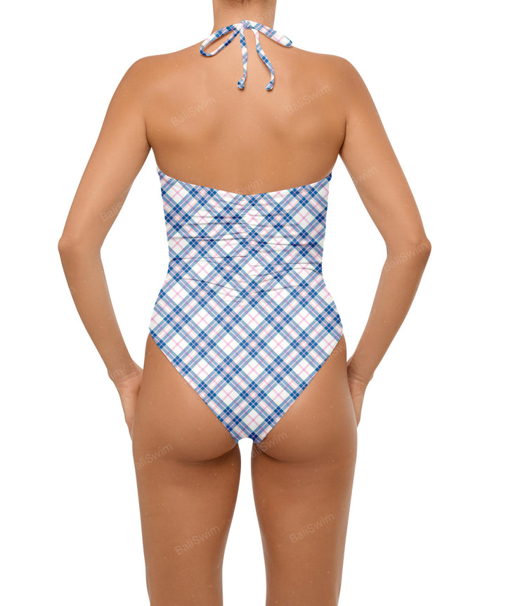 BSWS-S60 Ruched Halter One Piece