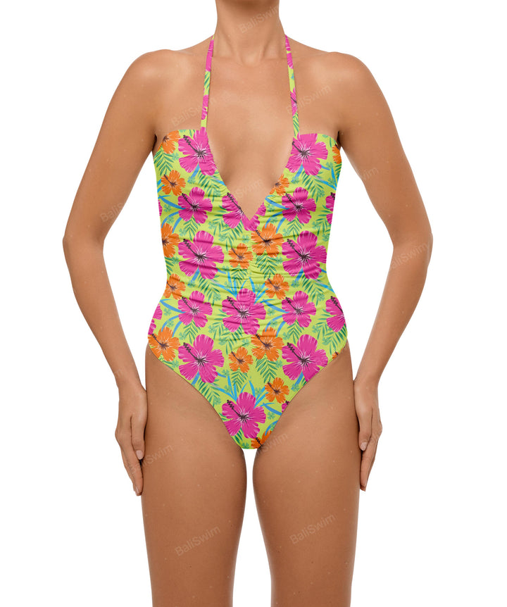 BSWS-S60 Ruched Halter One Piece