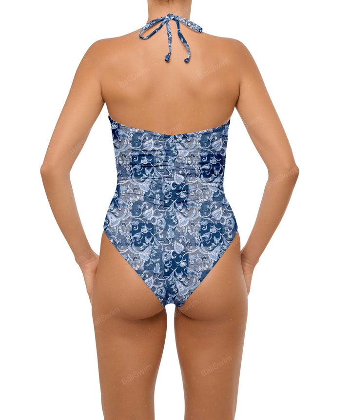 BSWS-S60 Ruched Halter One Piece