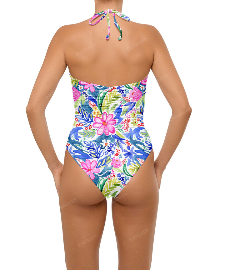 BSWS-S60 Ruched Halter One Piece