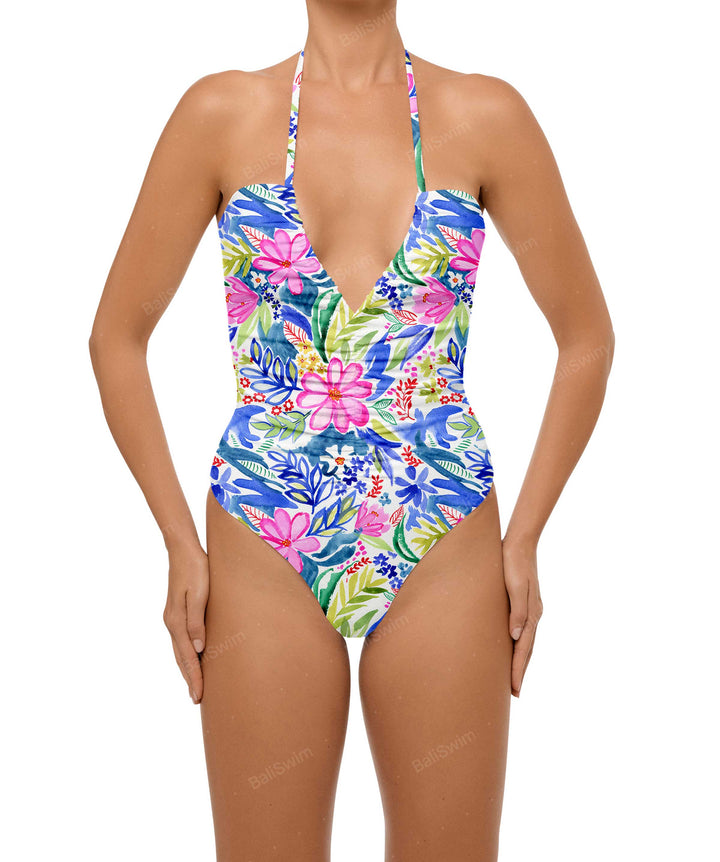 BSWS-S60 Ruched Halter One Piece
