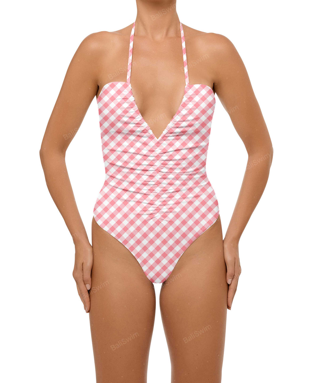 BSWS-S60 Ruched Halter One Piece