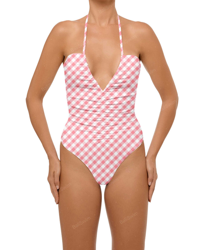 BSWS-S60 Ruched Halter One Piece