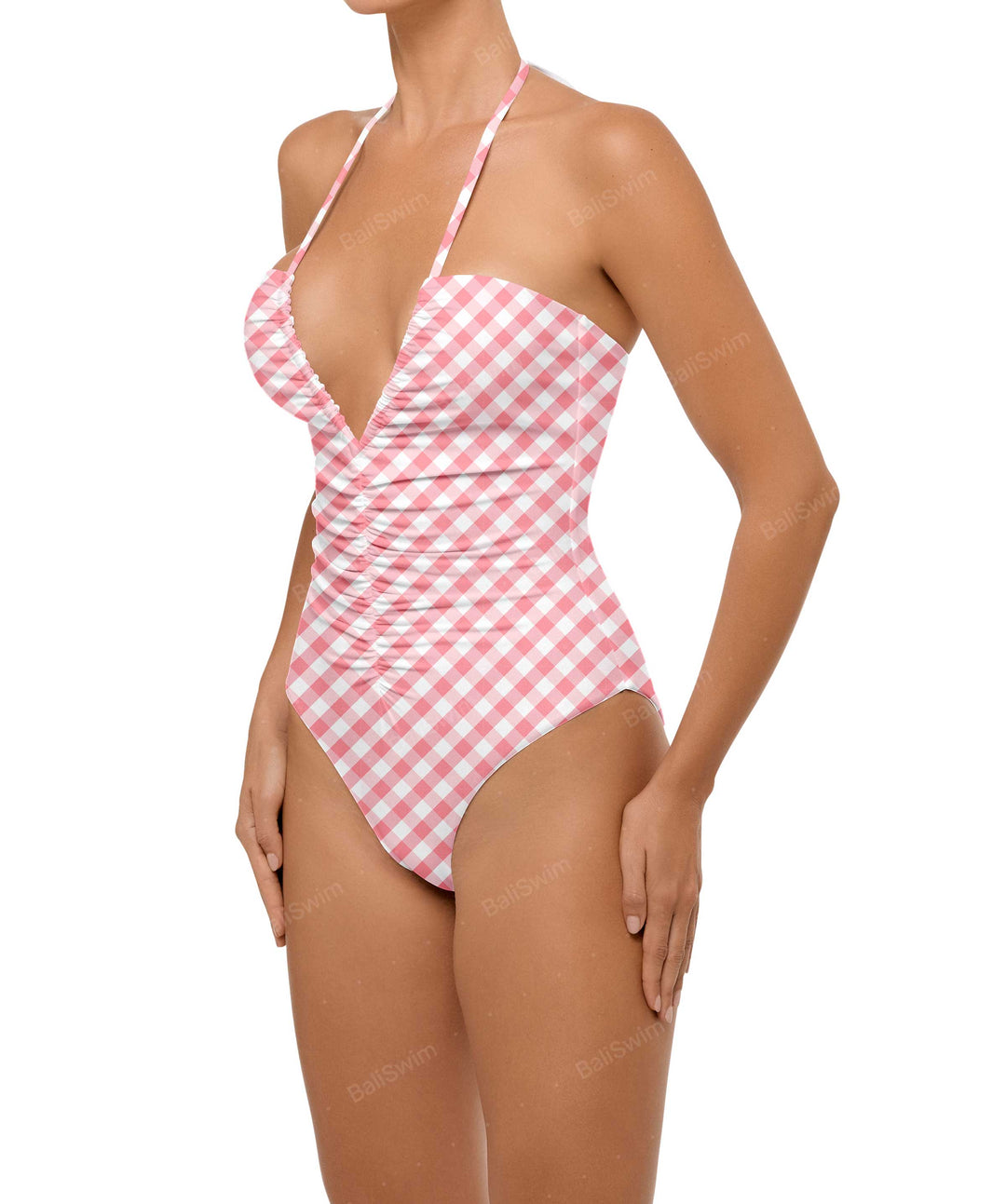 BSWS-S60 Ruched Halter One Piece