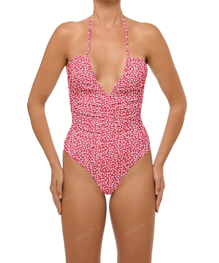 BSWS-S60 Ruched Halter One Piece