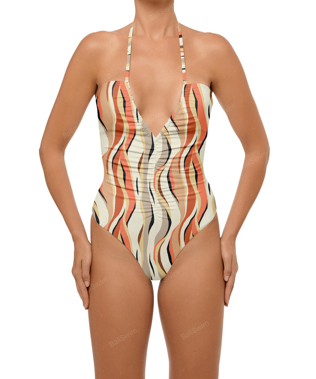 BSWS-S60 Ruched Halter One Piece