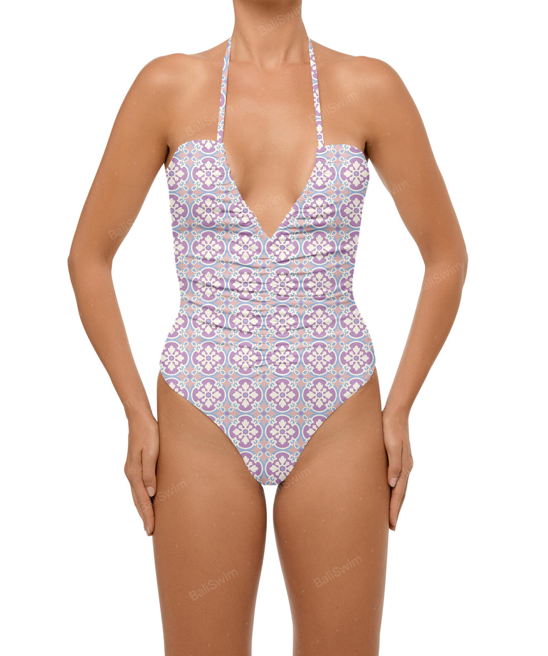 BSWS-S60 Ruched Halter One Piece