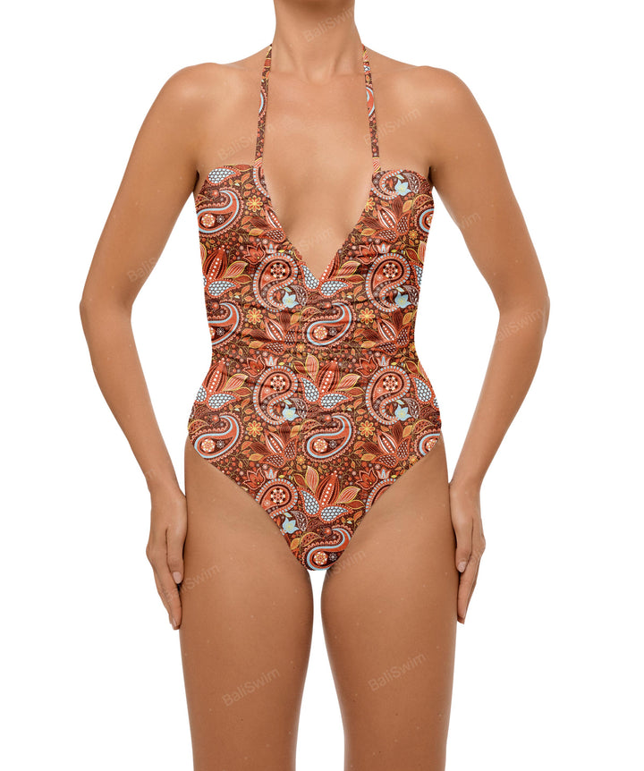 BSWS-S60 Ruched Halter One Piece