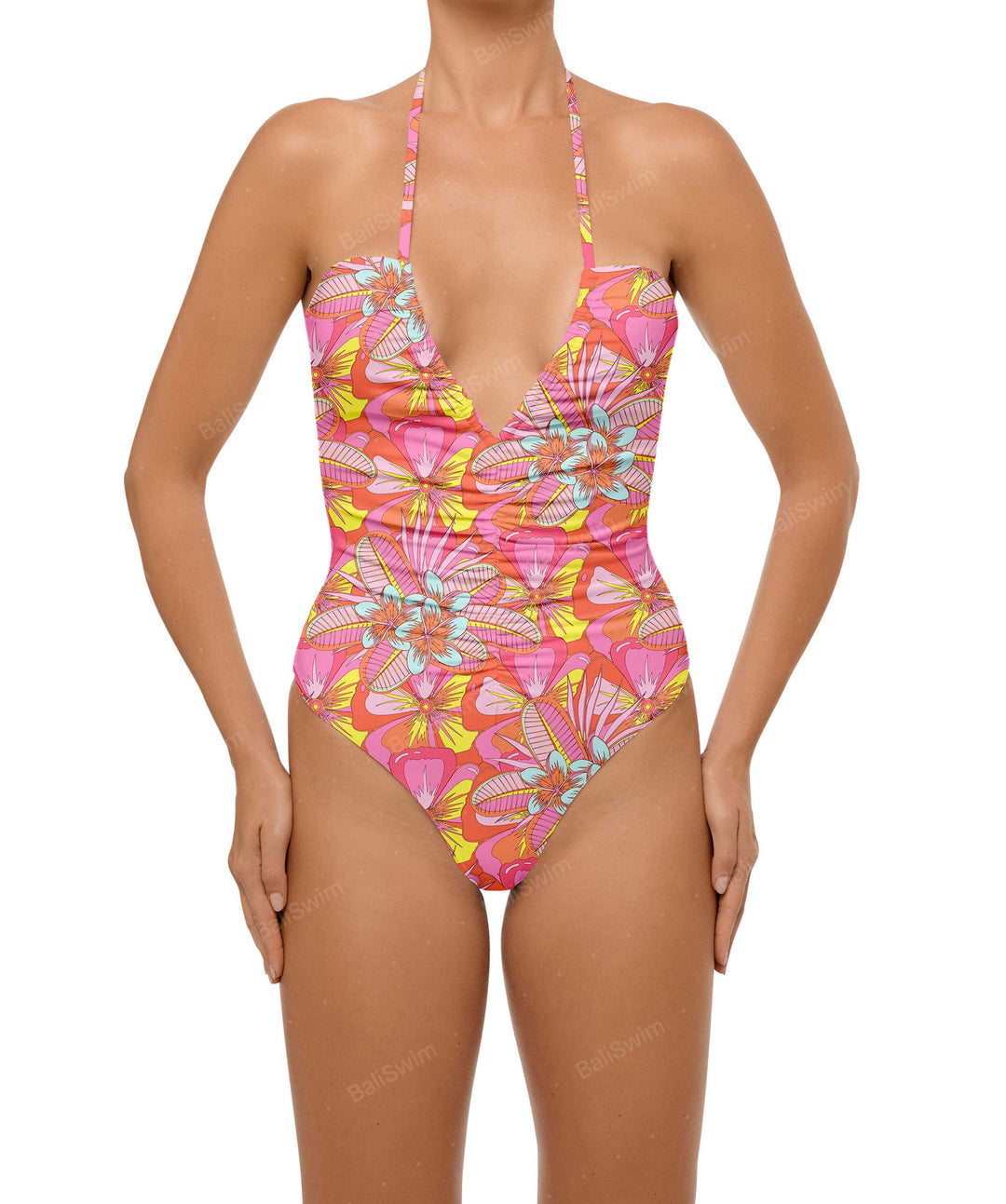 BSWS-S60 Ruched Halter One Piece