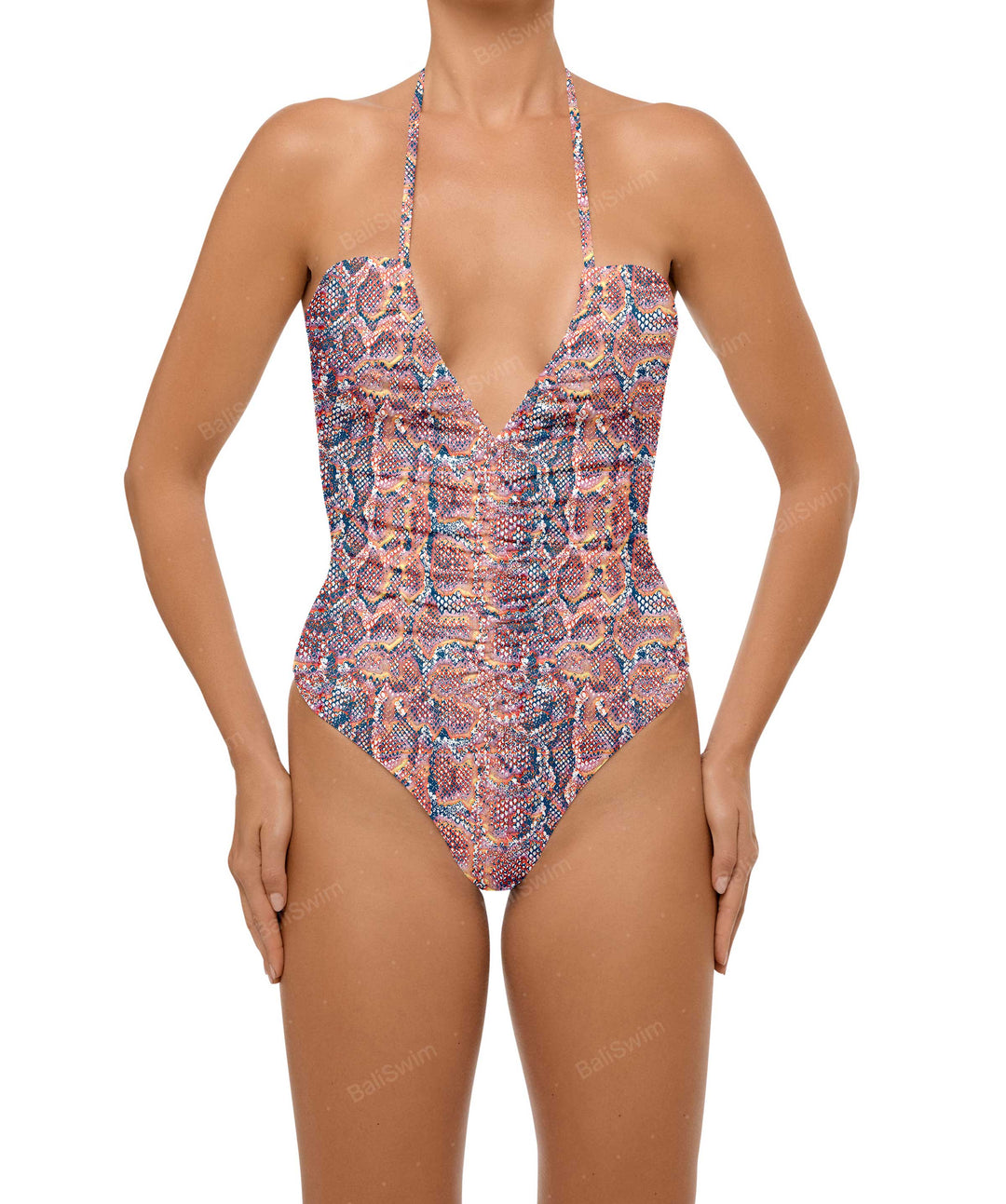 BSWS-S60 Ruched Halter One Piece
