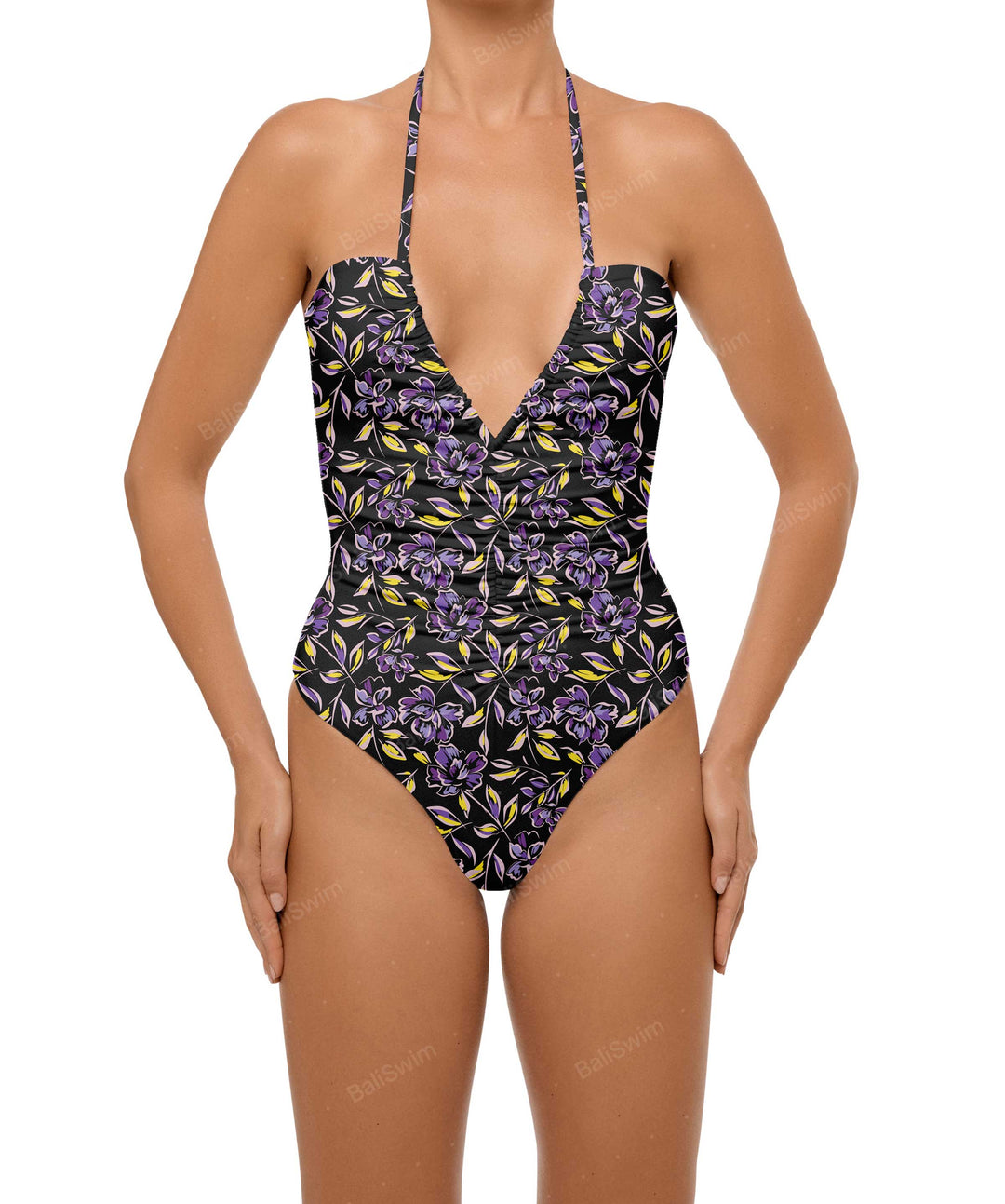 BSWS-S60 Ruched Halter One Piece
