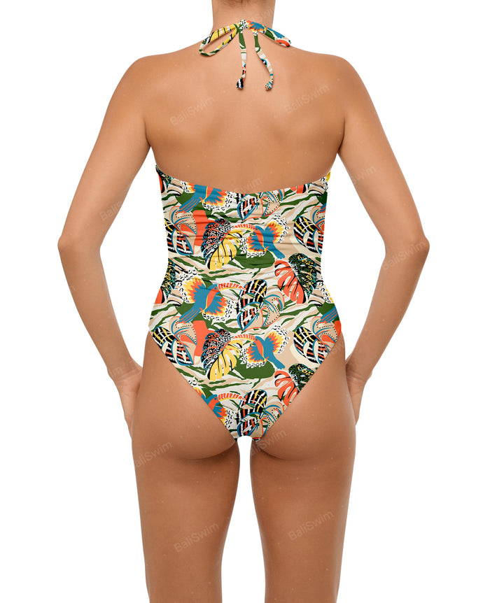 BSWS-S60 Ruched Halter One Piece