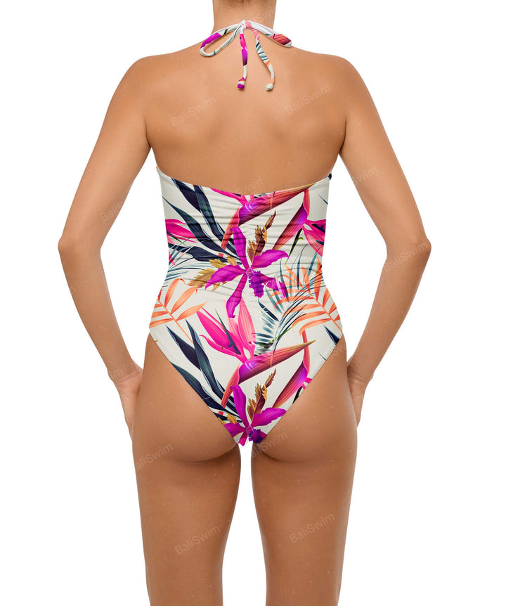 BSWS-S60 Ruched Halter One Piece