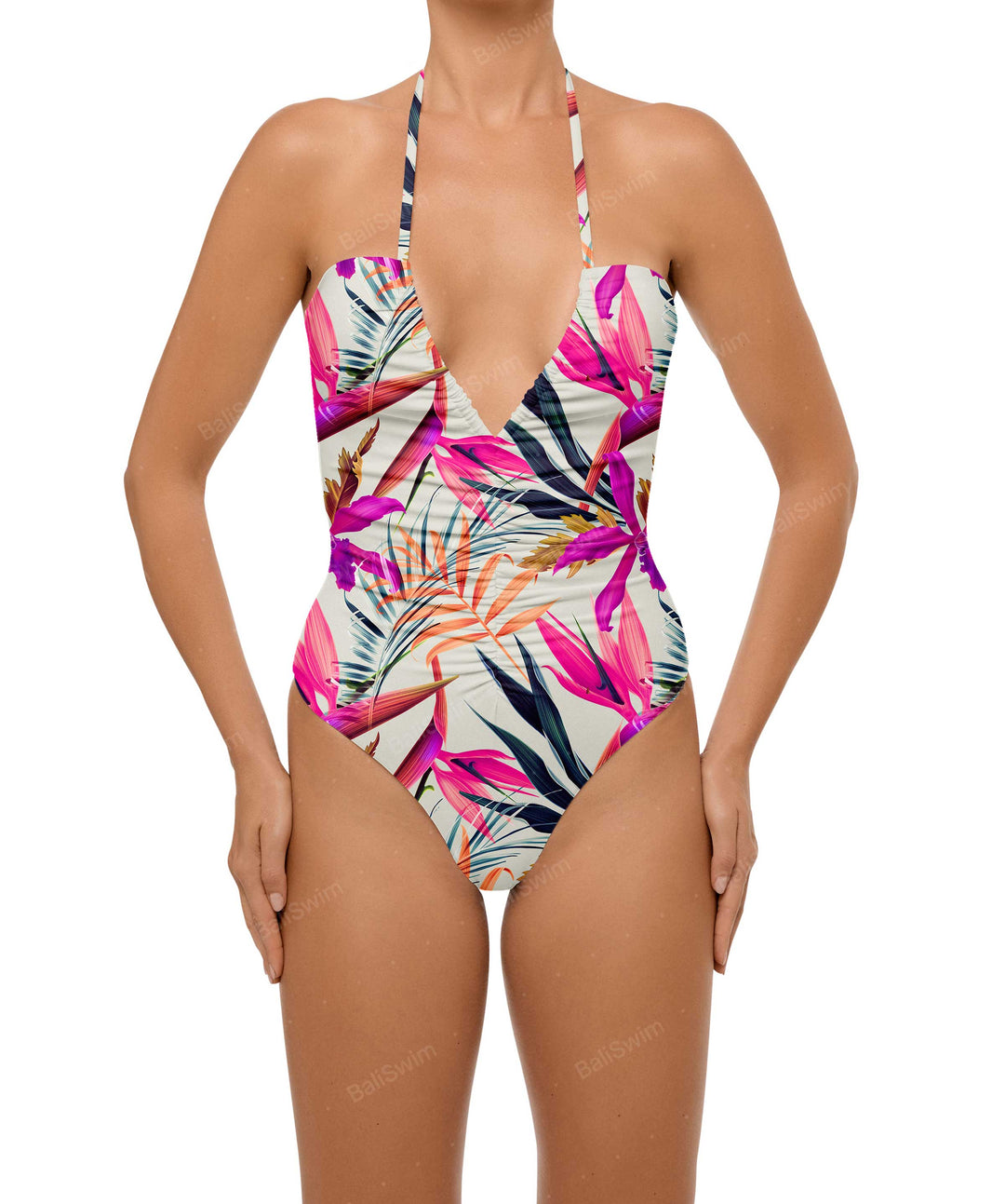 BSWS-S60 Ruched Halter One Piece