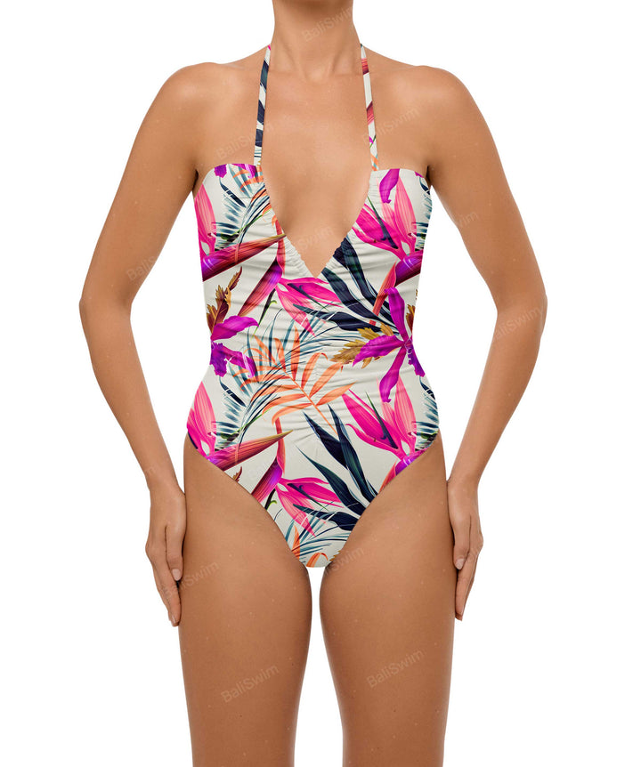 BSWS-S60 Ruched Halter One Piece