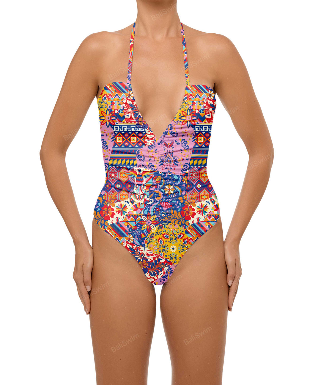 BSWS-S60 Ruched Halter One Piece