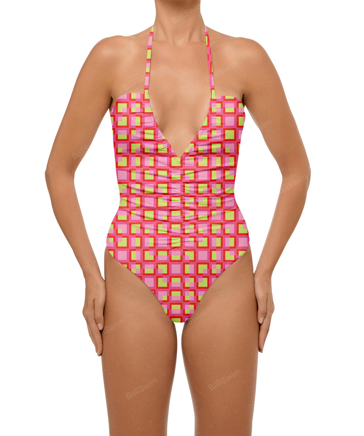 BSWS-S60 Ruched Halter One Piece