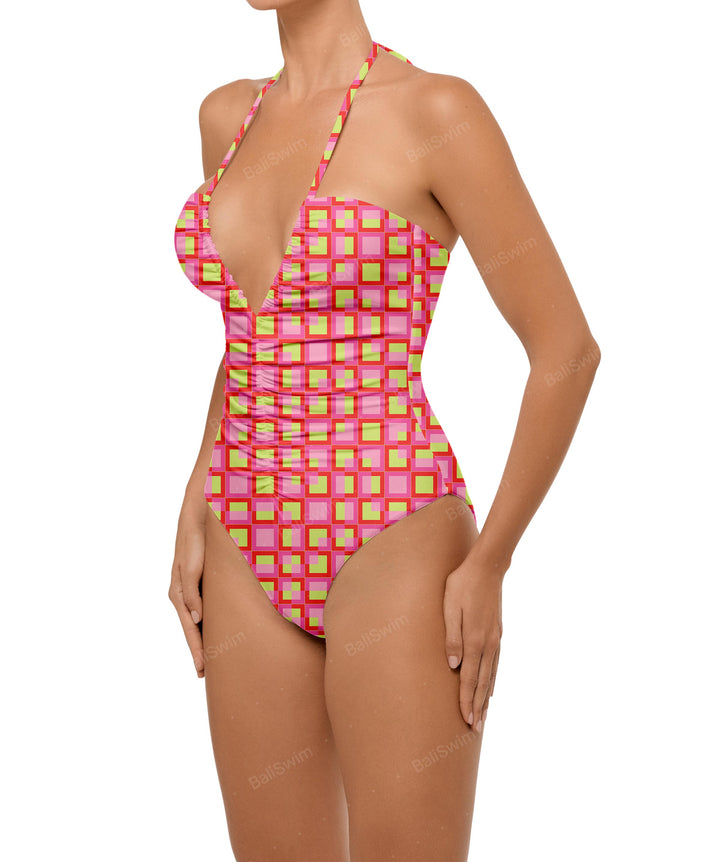 BSWS-S60 Ruched Halter One Piece