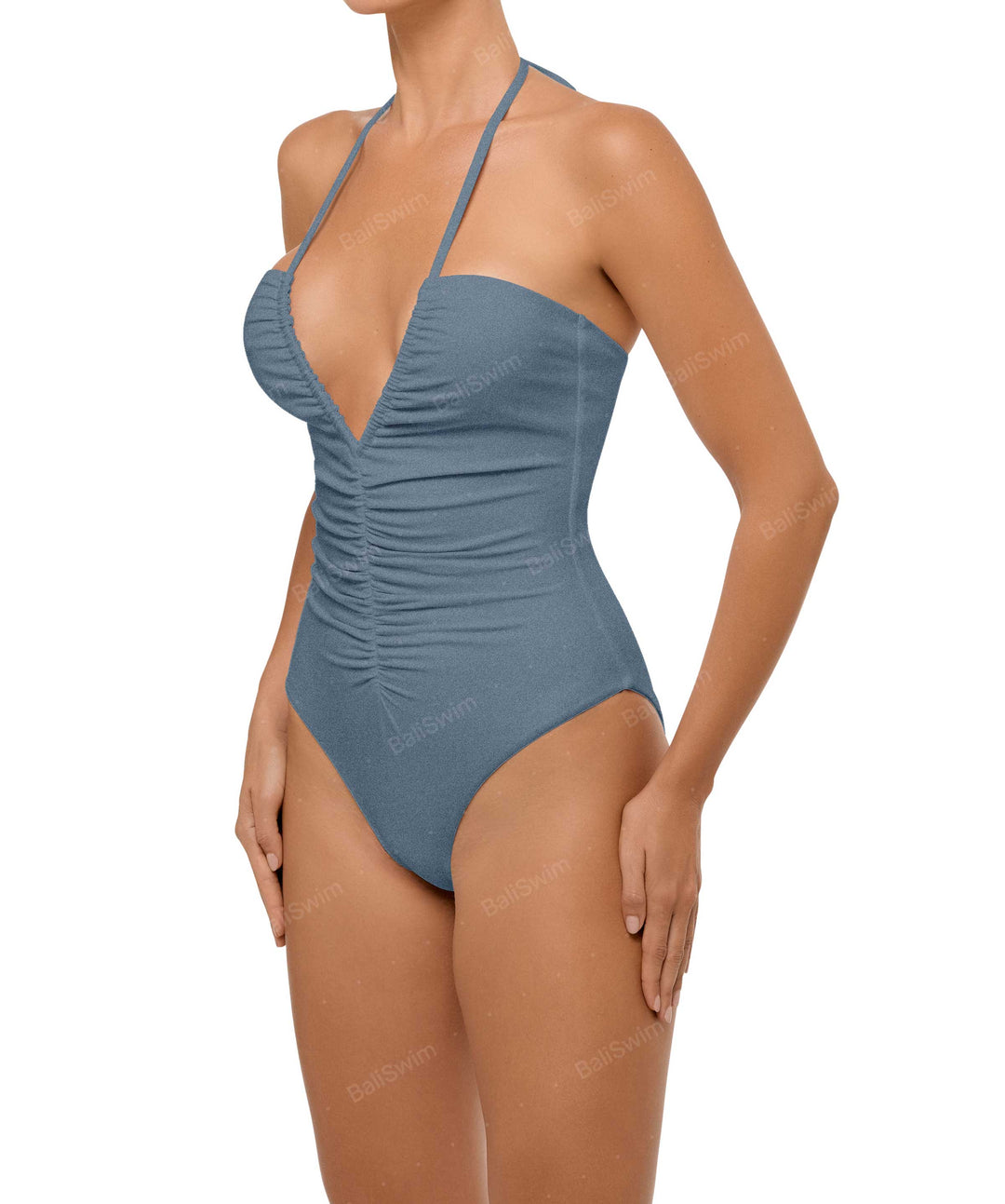 BSWS-S60 Ruched Halter One Piece