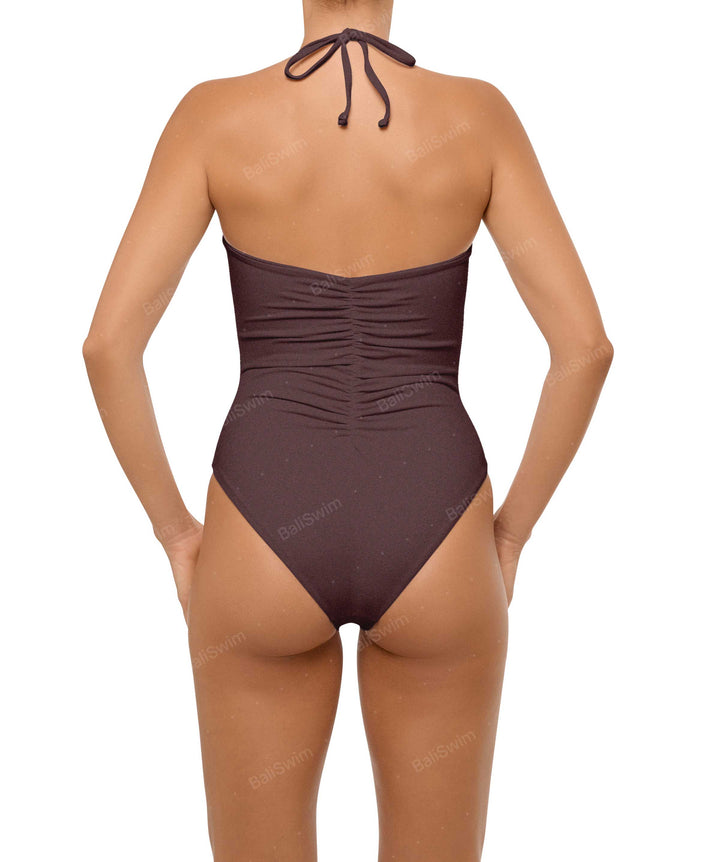 BSWS-S60 Ruched Halter One Piece