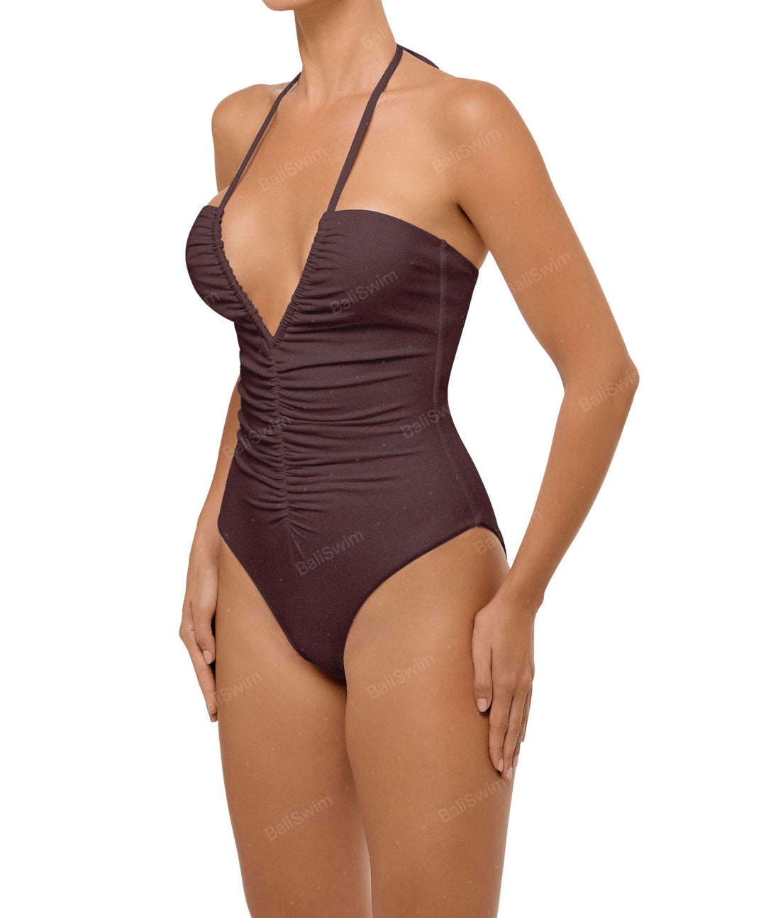 BSWS-S60 Ruched Halter One Piece