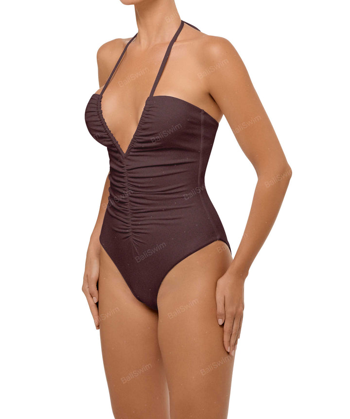 BSWS-S60 Ruched Halter One Piece