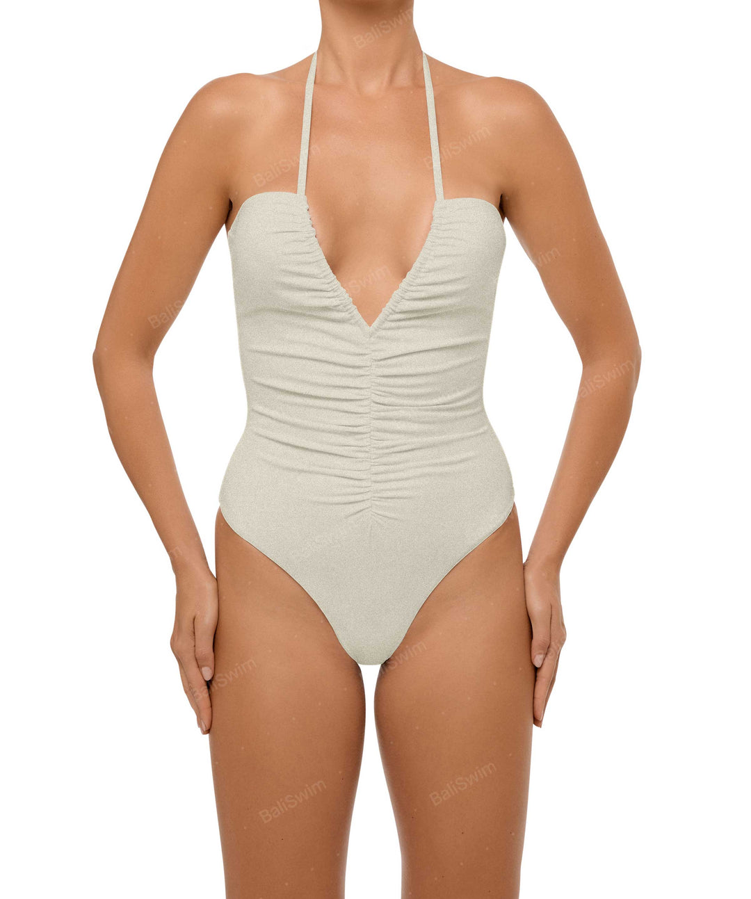 BSWS-S60 Ruched Halter One Piece