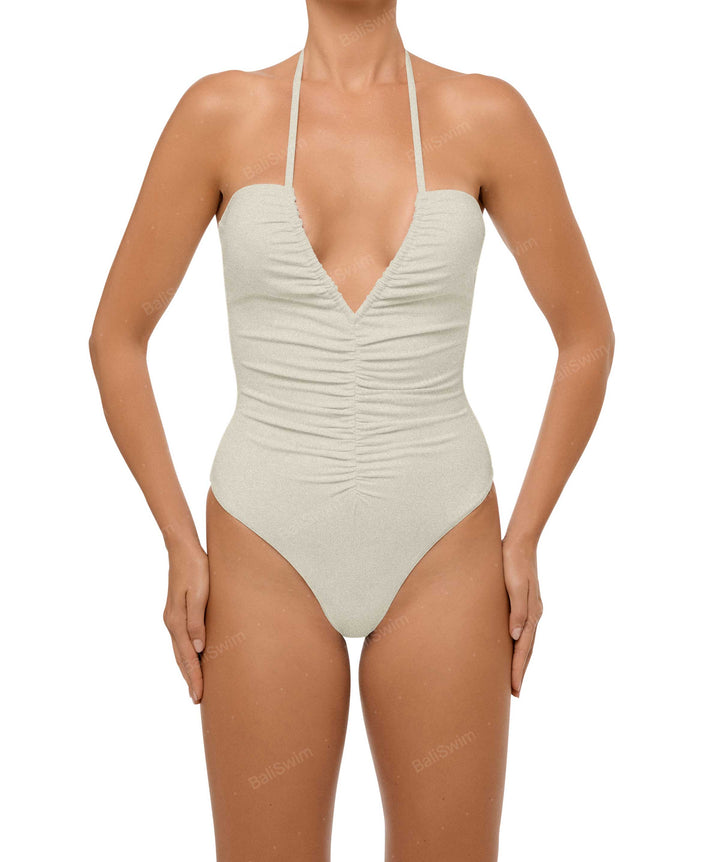 BSWS-S60 Ruched Halter One Piece