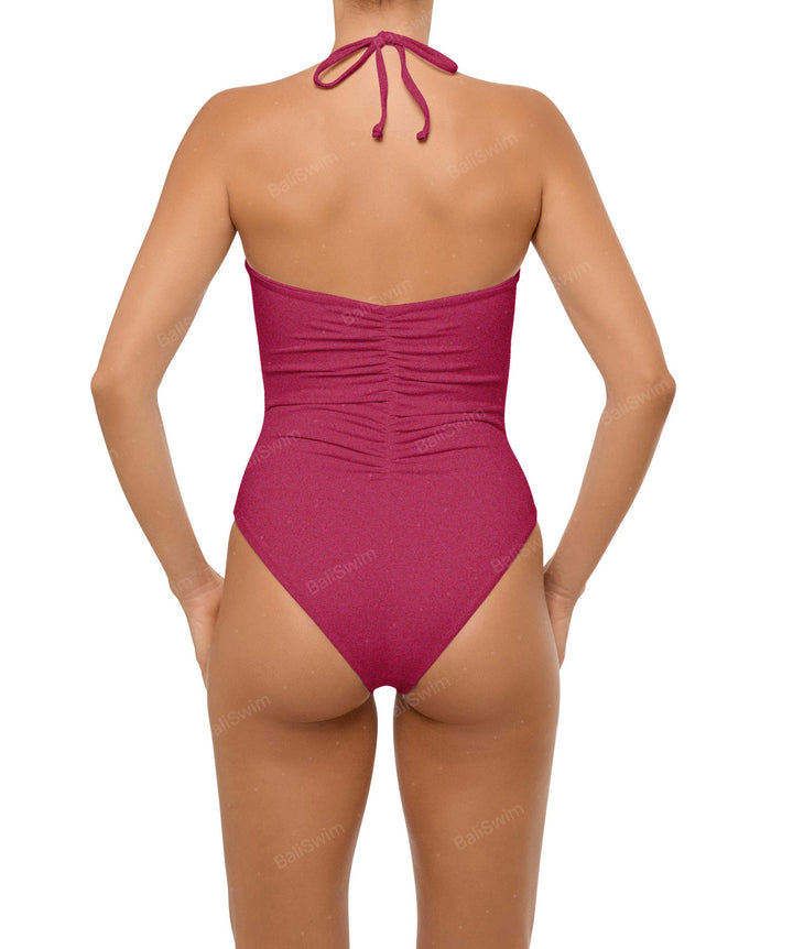 BSWS-S60 Ruched Halter One Piece